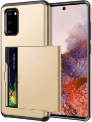 Versatile Wallet Credit Card Holder with ID Slot Case and Protective Bumper Cover - Galaxy S20 FE (Gold)