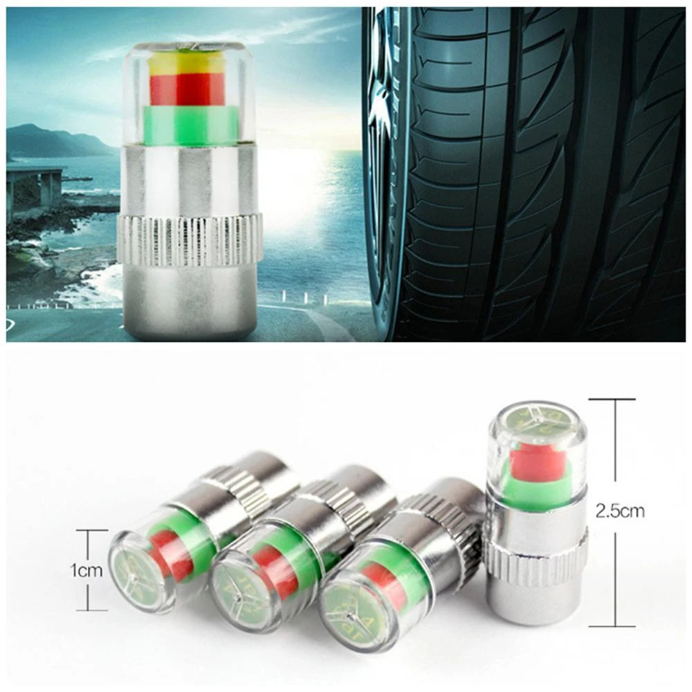 Car Tire Pressure Monitor Car Tire Pressure Sensor 4pcs/Lot 2.0/2.2/2.4 Bar 30/32/36 PSI Tire Pressure Monitor Pressure Gauge Cap Sensor Indicator Alert Monitoring Tools Kit
