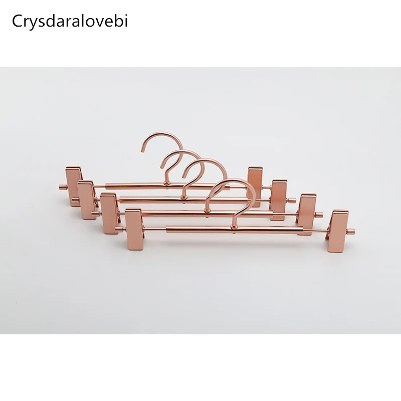 Clothes Hanger Clothes Rack Pants Rack Storage Hanger Trousers Clip 10/5pcs Rose Gold/Golden Aluminum alloy Metal Pants Skirt Slack Hangers with Clips Rack Swivel Hook