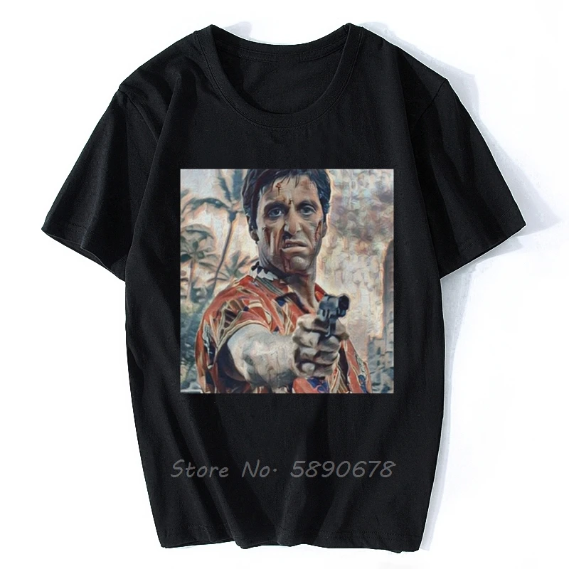 Мужские Scarface футболка Тони Монтана Пачино гангстера фильм хлопок одежда платье в