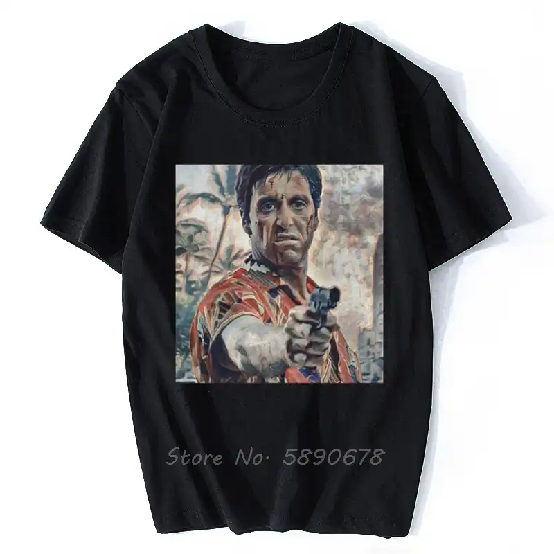 男性のスカーフェイスtシャツトニーモンタナ パチーノギャング映画綿の服ヴィンテージ半袖原宿tシャツプラスサイズtシャツ T Shirts Aliexpress