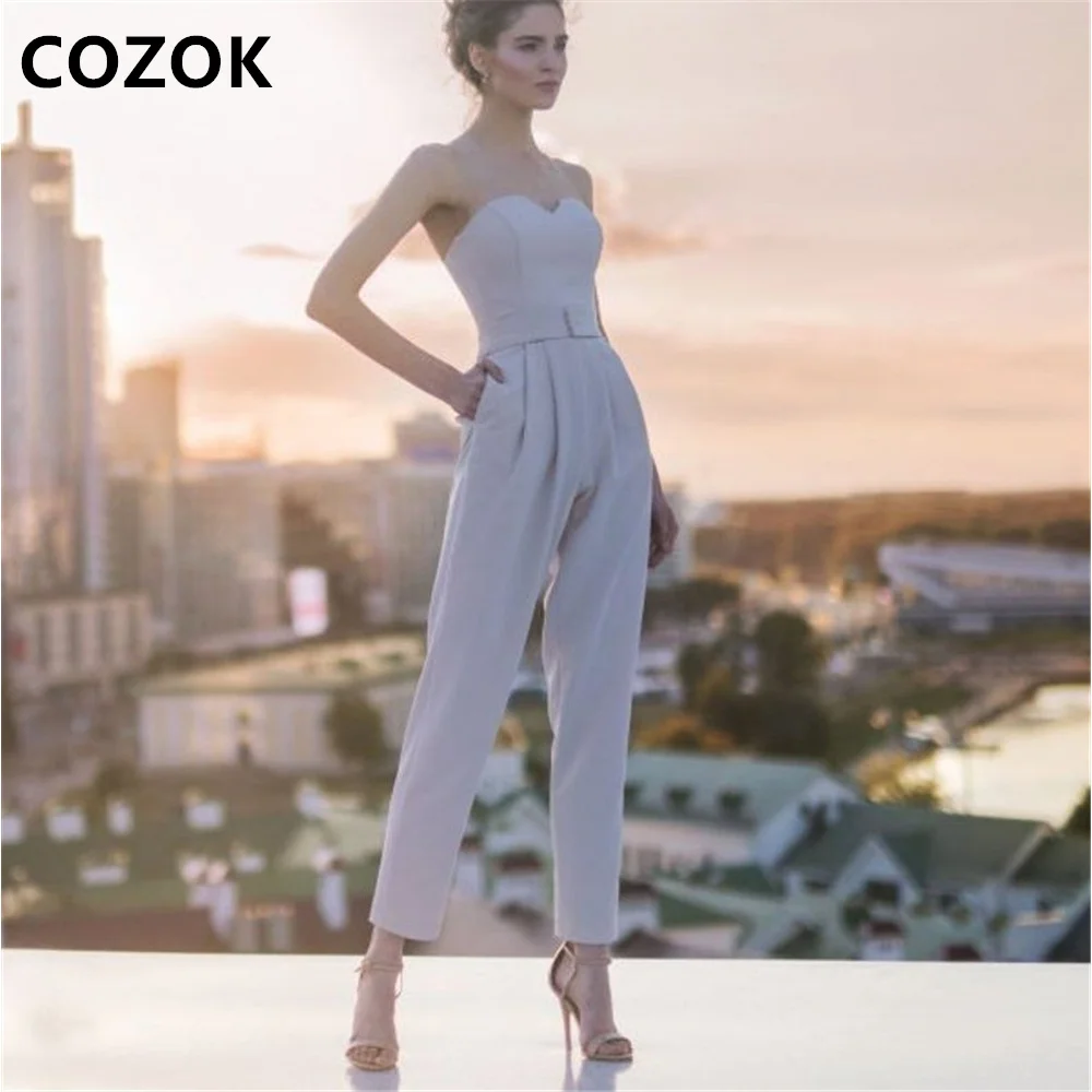 Elegant Chiffon Mother Of Bride Pant Suit For Wedding Backless Zipper Lace  Applique Formal Women jumpsuit Evening Occasion Gowns