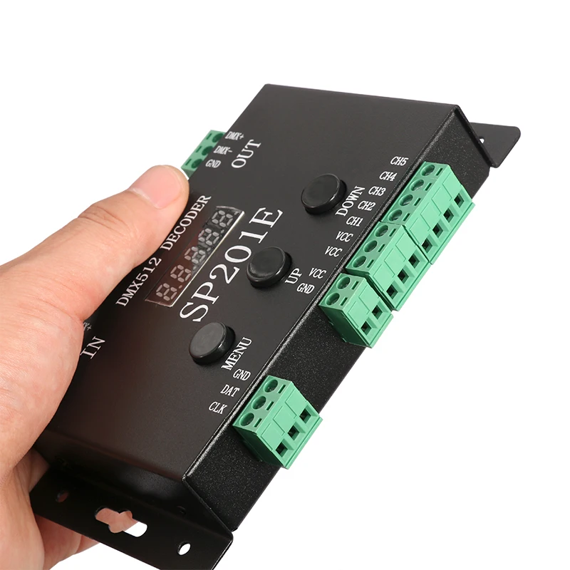 DC5-24V 5CH RGBWW DMX512 драйвер, декодер DMX512 с широким напряжением, DMX-SPI/ШИМ декодер, многофункциональная передача сигнала, адресуемый