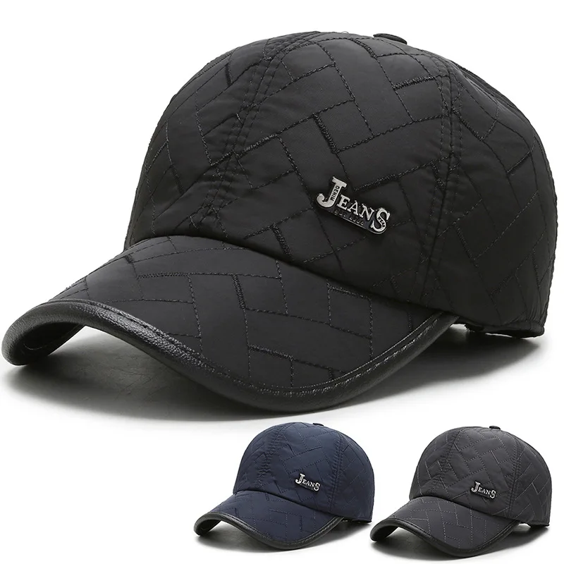 Autumn And Winter New Style Hat Men's Summer Korean-style Fashion Geometric Pattern Cotton Hood Baseball Cap Thick Earmuff Warm