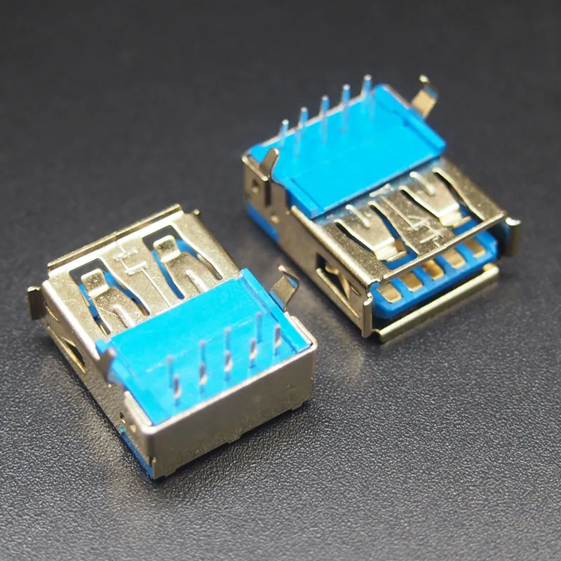 10 шт./лот золотое покрытие USB 3,0 гнездо 3.0USB разъем интерфейс AF 90 градусов