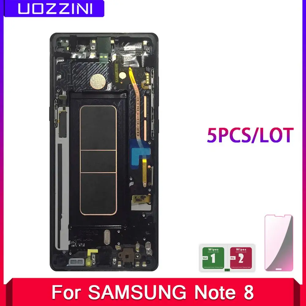 5 Pcs/Lot New 6.3&quot SUPER AMOLED For Samsung Galaxy Note 8 N9500 N9500F N900D N900DS LCD Display Touch Screen Frame Assembly | Мобильные