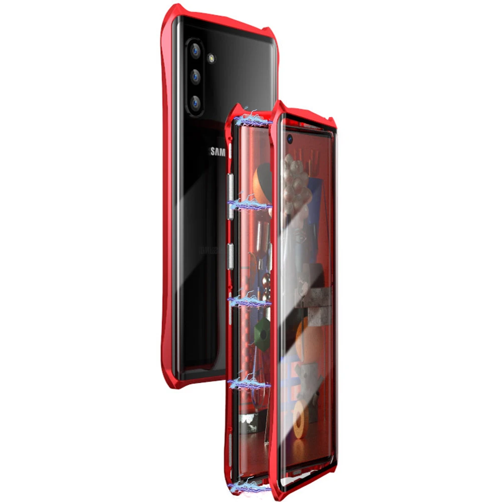 Nohon чехол из закаленного стекла для телефона для samsung Note 10 Plus Металлическая магнитная адсорбционная крышка для Xiaomi Mi9 Pro Vivo iqoopro Coque