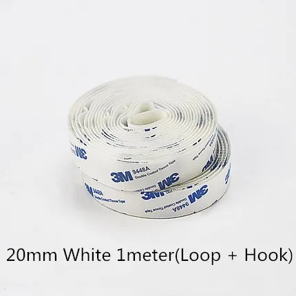 20mm White 1meter 1 Meter/Pairs сильный самоклеющиеся крюк и петля нейлон Стикеры липучками с клей для DIY 20/25/30/38/50 мм - Цвет: 20mm White 1meter
