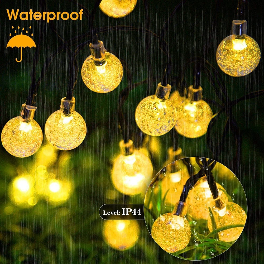 Luzes ao ar Modos à Prova Globo de Cristal com 8 Dia das Bruxas Natal Solar String Livre Led Luzes Dwaterproof Água Powered Pátio Luz 20-100 4 Fios de LED