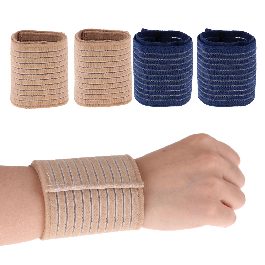 2 Pairs Compression Sleeve Support Elastic Bandage Straps Brace Wrist Protector Pad