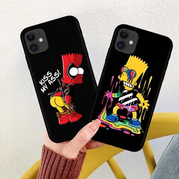 

Simpson Black Silicone phone Case cover For iPhone 11 11Pro 5S X 6 7 7Plus 8 8 Plus XS MAX XR Bart Simpson funny cartoon coque
