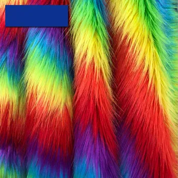 

Colorful Fox Rainbow Plush Fur imitation Fur Artificial Long-Haired Fabric Home Textile Fabric For Dolls Collar Vest Bag