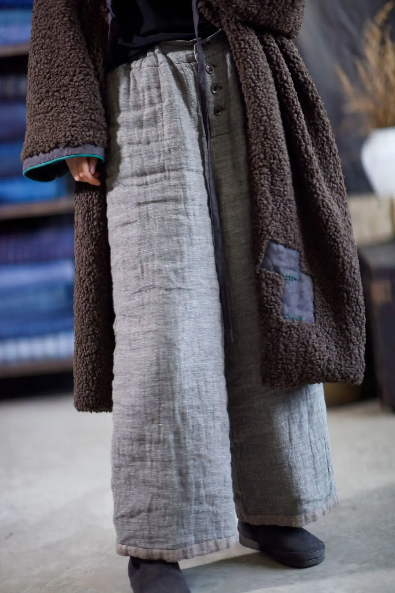 Johnature Women Thick Warm Wide Leg 
