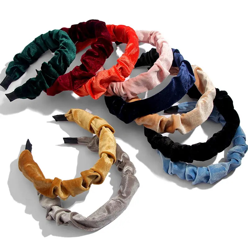 Flatfoosie, новинка Za, толстые бархатные повязки для женщин, модная ручная работа, широкая повязка на голову, пластиковая ободок для волос, ободок для волос, аксессуары для волос