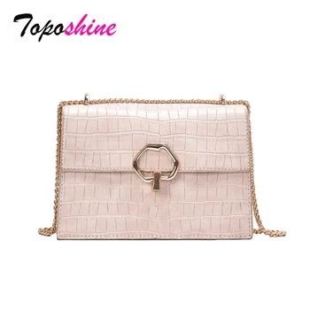 

Toposhine Summer Chains Bag Stone Pattern Woman Shoulder Bag New Lady Fashion Crossbody Leather Girls' Mobile Bag Cell Phone Bag