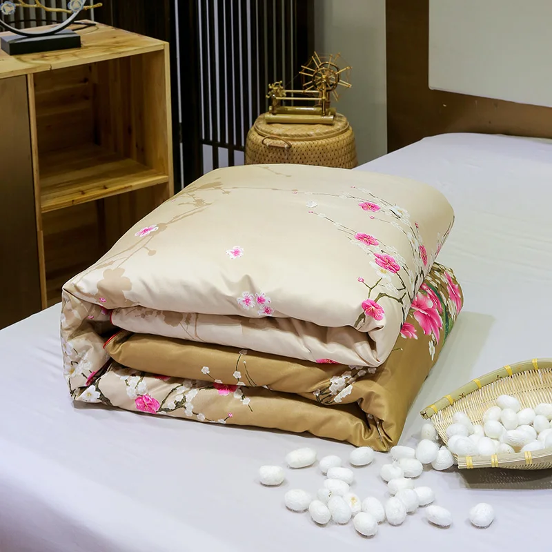 Одеяло Liv-Esthete Flower, шелк, одеяло, наполненное шелком, для здоровья кожи, двойное одеяло queen King,, теплое наполнение