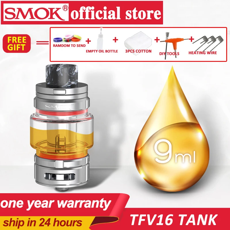 

Original SMOK TFV16 Tank 9ml Electronic Cigarette Atomizer 510 thread TFV 16 Mesh Coil Vaporizer VS TFV12 Prince Tank Vape