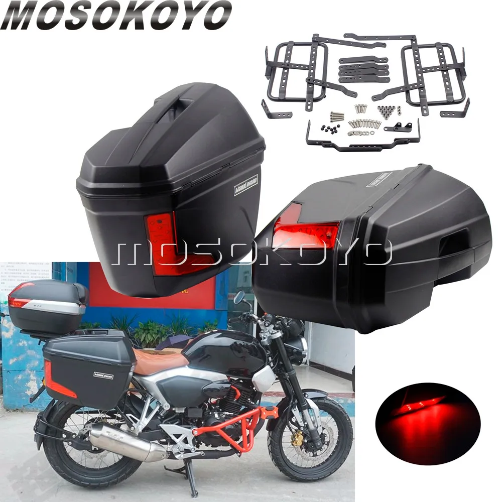 Motorcycle 23L Luggage Side Case Tail Top Box w/Mounting Bracket Universal Fit