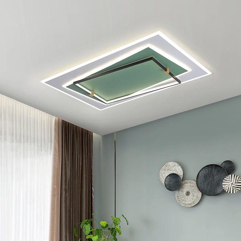 Modern LED Ceiling Lamp Chandelier Iron Green Decorations For Living Bedroom Kitchen Office With Remote control Fixture Light | Лампы и