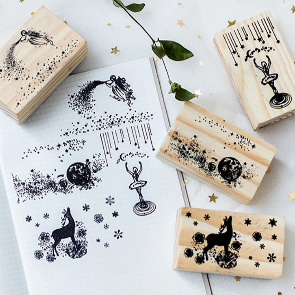 

Lychee Life Vintage Wooden Stamp Ballet Swan Stamps DIY Album Cards Scrapbooking Crafts Decoration