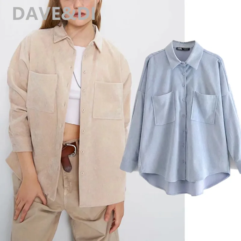 

Elmsk blusas mujer de блузка moda Женские Английские винтажные однотонные вельветовые рубашки оверсайз Женские топы и блузки