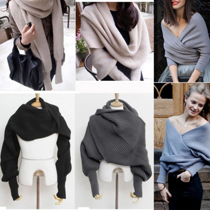 sweater shawl wrap with sleeves
