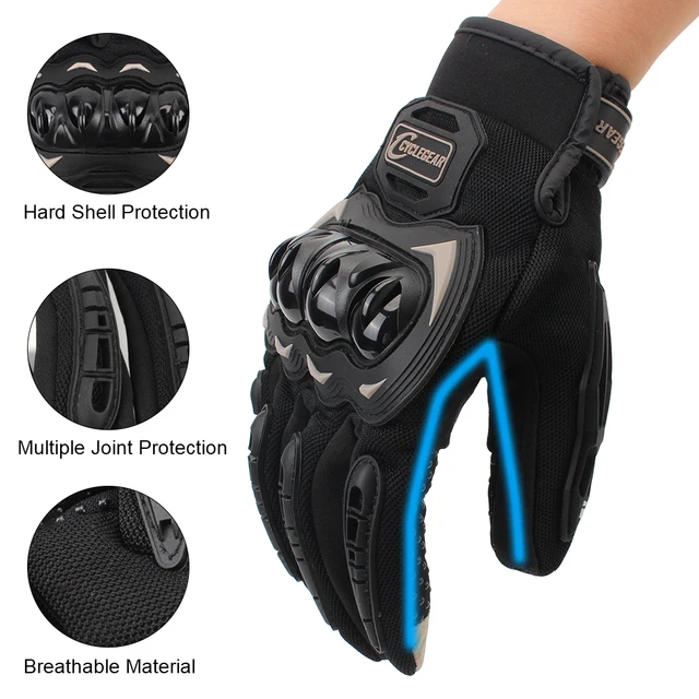 Breathable Powered Motorcycle Glove Summer Racing Riding Protective Gears Motorbike Bicycle Glove PVC Touch Screen 1 Pair 4
