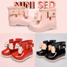 Mini Melissa/ г.; милые резиновые сапоги с бантом; пластиковые сандалии для девочек; детская водонепроницаемая обувь; детские сандалии; непромокаемые сапоги для девочек