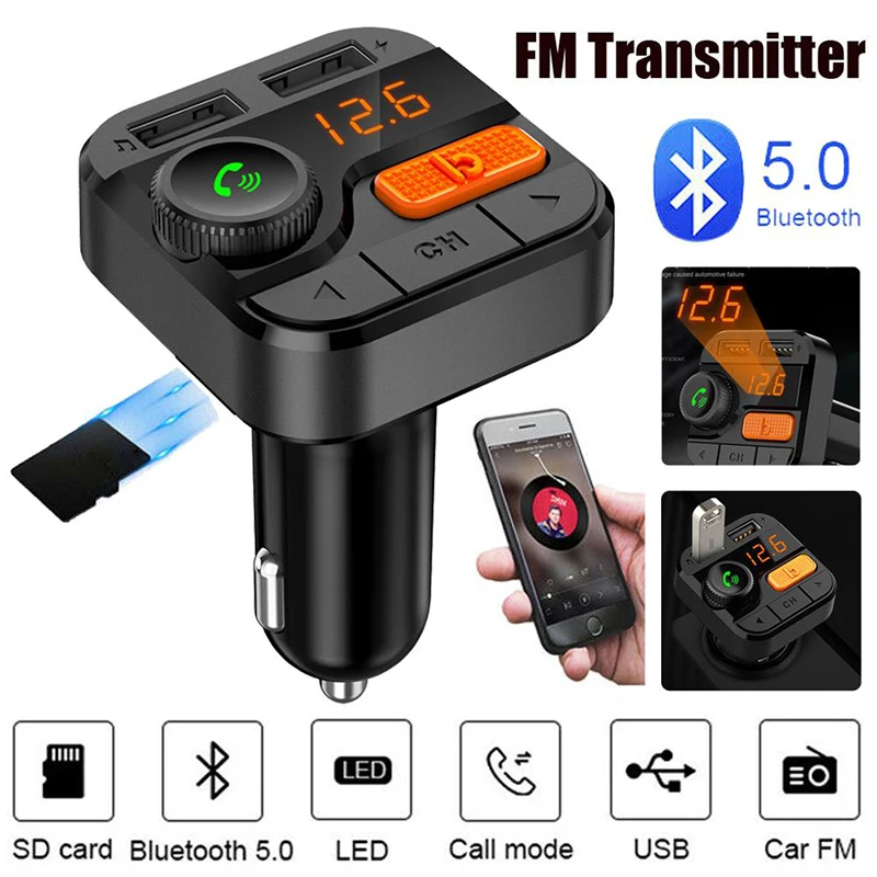 Автомобильный fm-передатчик Bluetooth 5,0 беспроводной fm-модулятор телефон автомобильный зарядка MP3-плеер автомобильные аксессуары Hands Free Звонки TF карта