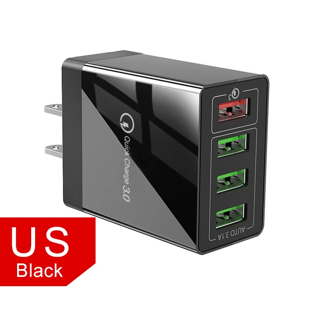 US Black Charger Ола USB зарядное устройство Quick Charge 3,0 быстрое зарядное устройство QC3.0 QC мульти штепсельный адаптер настенное зарядное устройство для мобильного телефона для iPhone samsung Xiaomi Mi - Тип штекера: US Black Charger