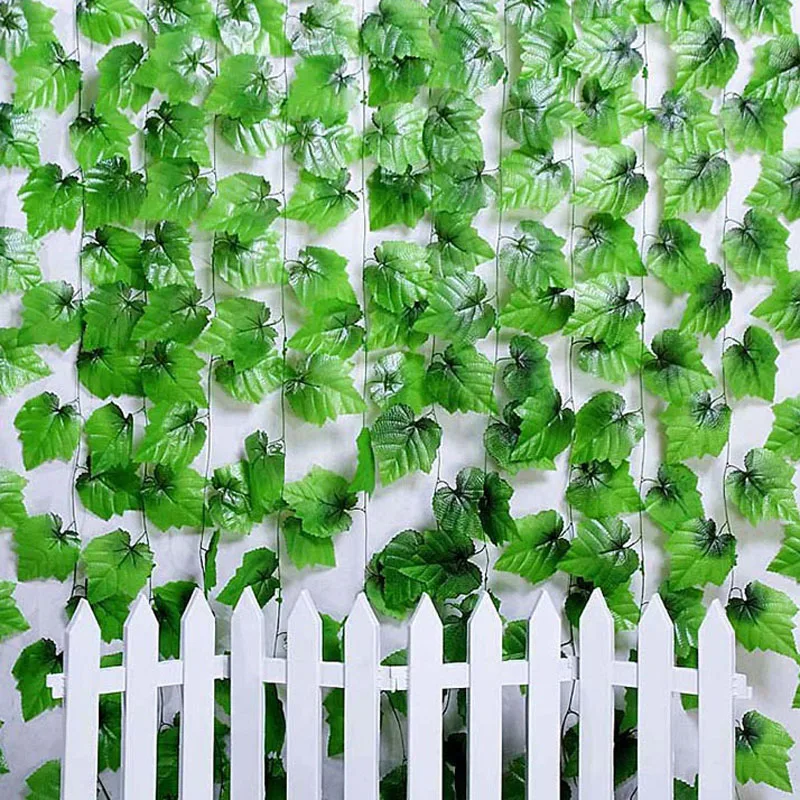 

2M Rattan simulation leaves Artificial Ivy Hanging Garland Flowers Vine for DIY Home Wedding Floral Wall Garden Fence Decor