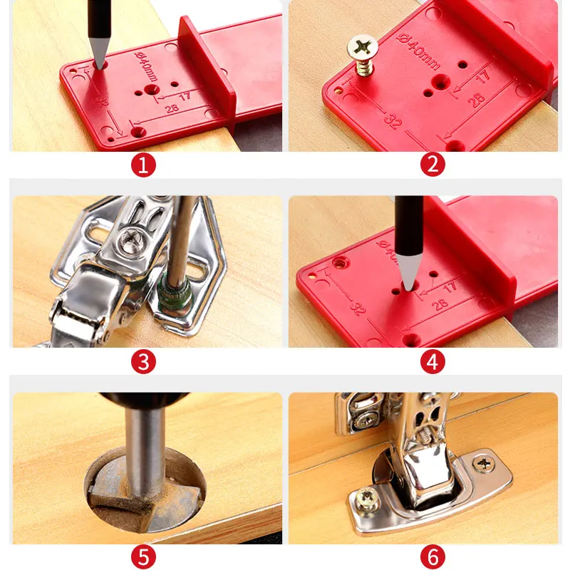 35mm 40mm Hinge Hole Drilling Guides For Woodworking Cabinet Doors Hinge Install DIY Tool Punch Drill Hole Opener Locators Drilling Guides