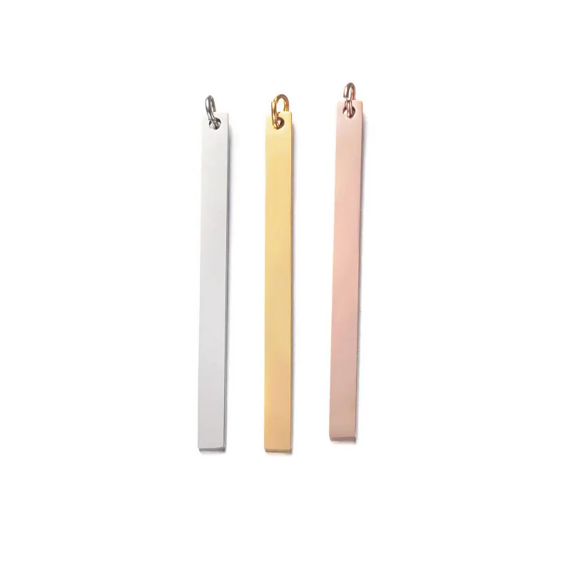 

Wholesale 30pc/lot DIY Simple Glossy Vertical Bar Stainless Steel Charms Pendants Jewelry Components Girls Women Making Jewelry