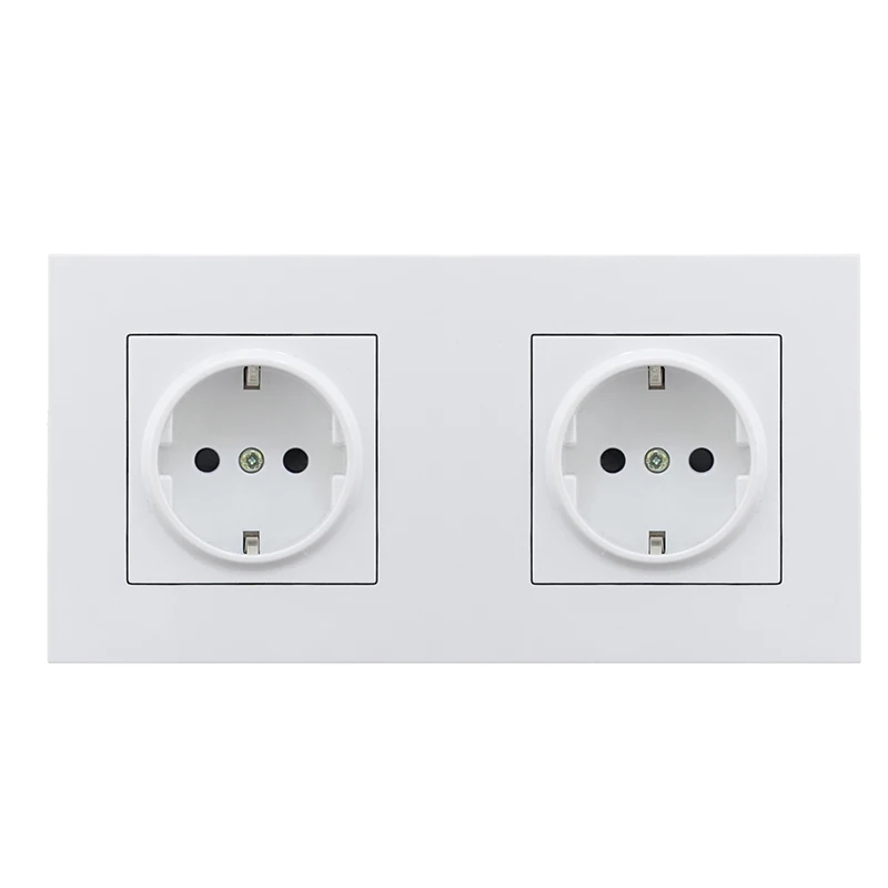 Atlectric 16A 110-250V EU/DE/RU стандартная вилка питания разъем заземления кристалл пластиковая панель электрическая розетка в стену розетки,socket - Тип: Double Socket