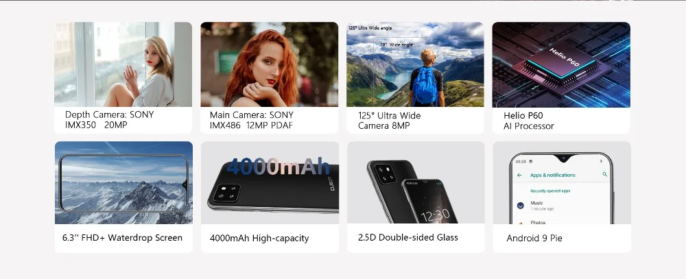 Cubot X20 Pro Android 9.0 4G 6GB+128GB FHD+ Waterdrop Screen AI Mode Triple Camera Face ID Cellura Helio P60 4000mAh Smartphone