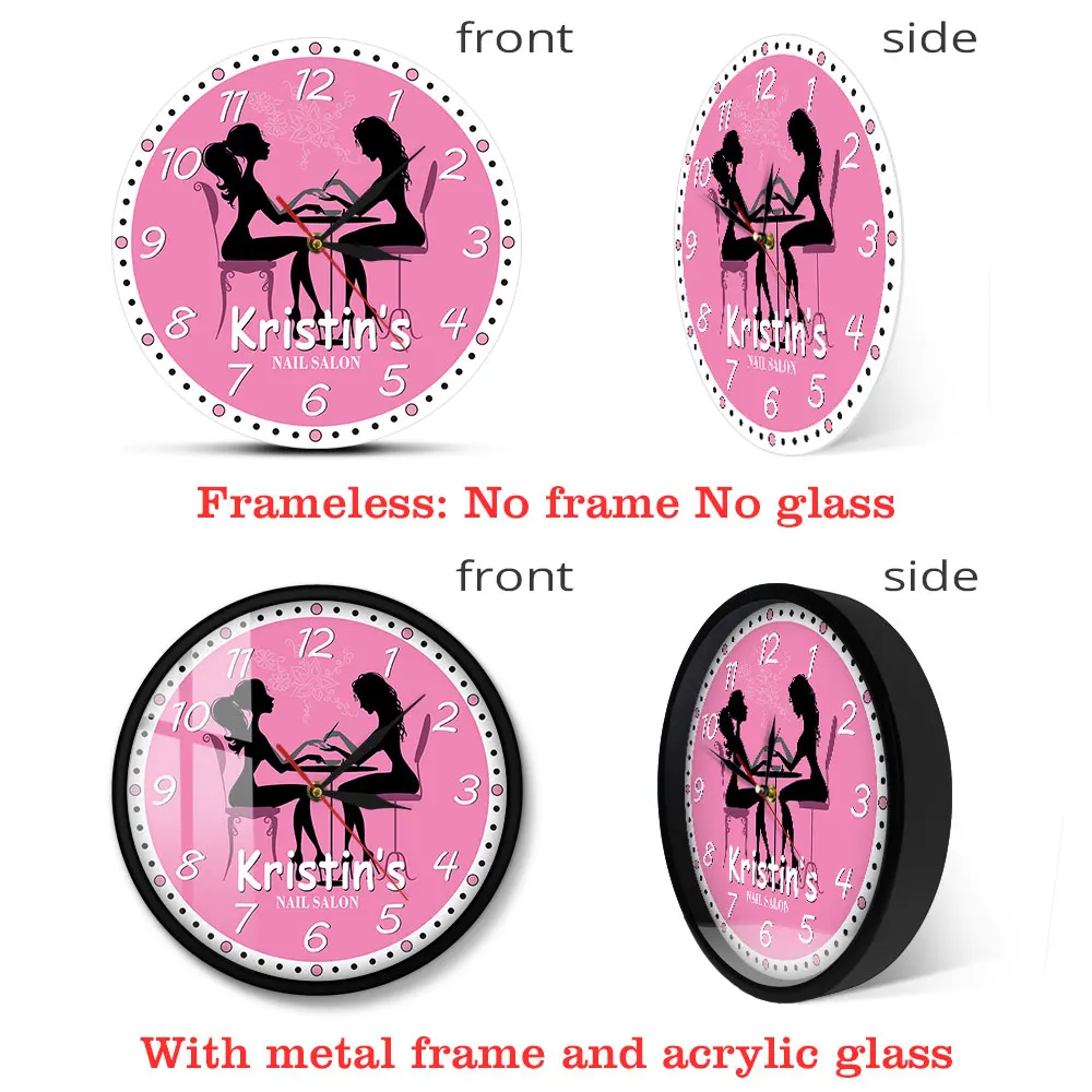 Manicure Salon Wall Clock Nail Salon Spa Personalized Wall Clock Custom Artwork Pedicure Art Nail Studio Business Wall Art Decor 4