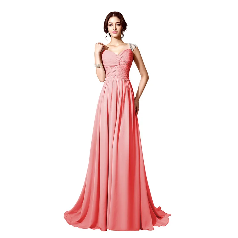 Трапециевидные элегантные платья в пол без рукавов Braidsmaid - Цвет: Красный