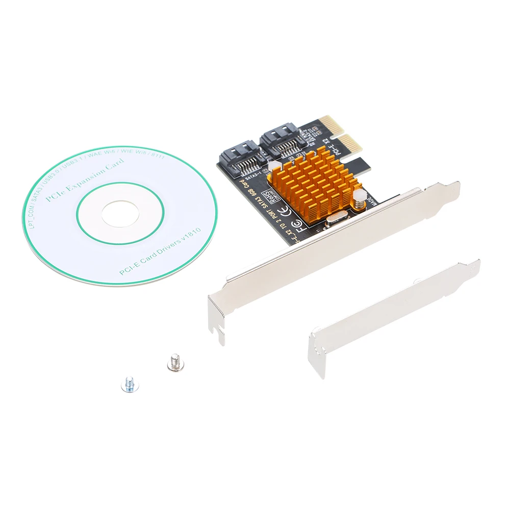 PCI-E X2 на 2 порта SATA3 6 Гбит/с Карта Экспресс-карточка SSD Tiering контроллер адаптер с драйверами CD для больших и маленьких ПК чехол