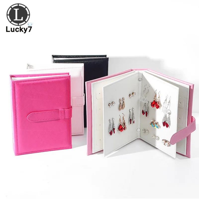 

4 Color Women Stud Earrings Collection Book PU Leather Earring Storage Box Creative Jewelry Display Holder Jewellery Organizer