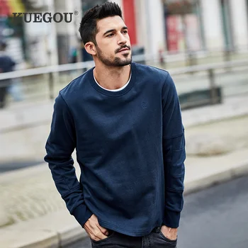 

KUEGOU Brand Men's Sweatshirts autumn round collar Sweatshirt simple pure color sweatshirts fashion top MW-2273