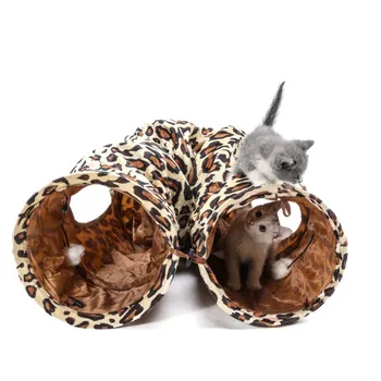 

Plush Pet Cat Tunnel Tube Leopard Print Foldable Kitten Rabbit Playing Toy QP2