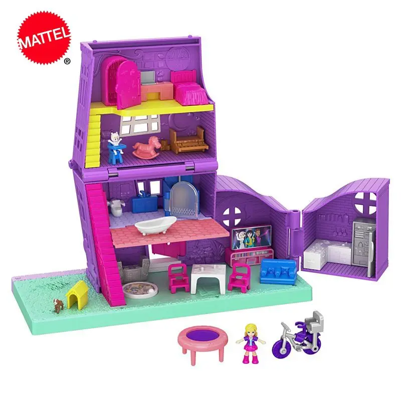 Mattel Polly Pocket House : 4 Stories 11 Accessories & Micro Dolls Play house games Set Toy for Children Gift GFP42 | Игрушки и хобби
