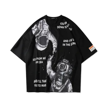 

Double Astronaut Print Short Sleeve Men T-Shirts Streetwear Hip Hop Harajuku Casual Oversize Men Women Tees Tops Tshirts