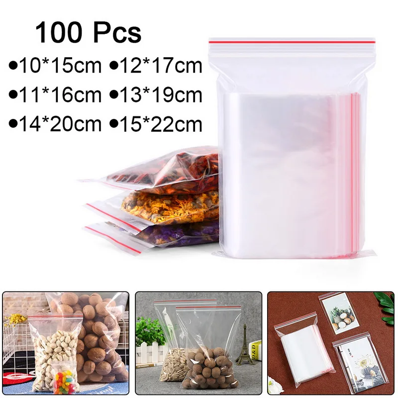 100 шт прозрачные маленькие пластиковые пакеты Ziplock ювелирные изделия подарочные