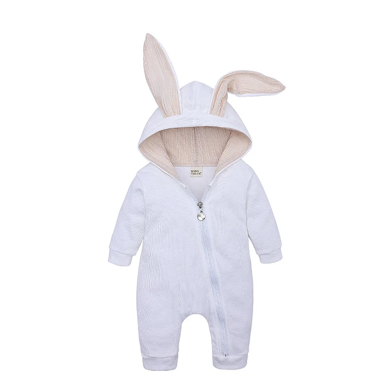 Детская одежда тонкий осенний Детский комбинезон милый кролик дизайн комбинезоны для детей младенческой рождественской одежды - Цвет: White