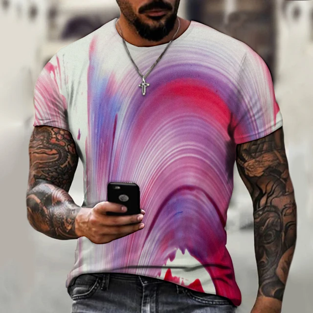 2022 Summer New Fashion Trend Street Men's Clothing, 3d Printing Abstract Art, Street Hip-hop Style Loose Casual Short Sleeves CTZ2324