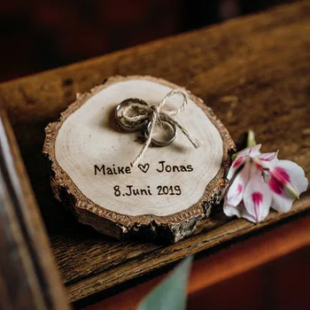 

Personalize Rustic Ring Bearer Pillow Wood slice Wedding Ring Box Ring Holder Ring Pillow Engagement Gift Wedding Decor keepsake