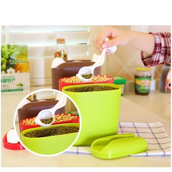 

Plastic Seal Up Pot Kitchen Food Accept Storage Tank Grain Coarse Cereals Jar Yes Cover Accept Cassette Tape Scoop