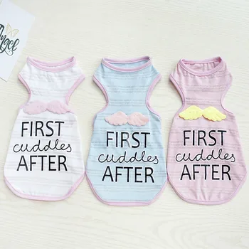 

Spring and Summer Pet Clothes Dog Supplies Dog Simple Clothes Vest Fashion Classic New Cute Angel Print Letter Striped Vest