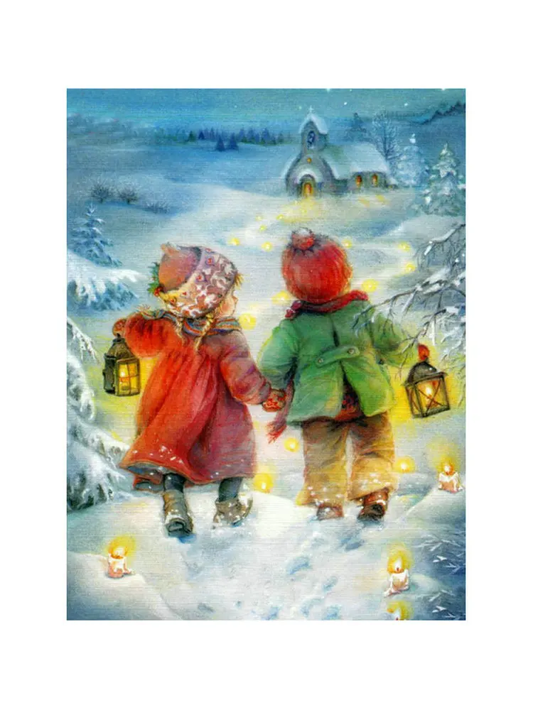 HUACAN-DIY-5D-Diamond-Painting-Winter-Kids-Home-Decoration-Snow-Portrait-Full-Square-Round-Craft-Kits (1)